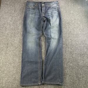 Men’s Button Fly London Straight Leg Faded Jeans W34xL31